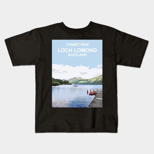 Scotland Loch Lomond Scottish Travel location poster Kids T-Shirt by BarbaraGlebska